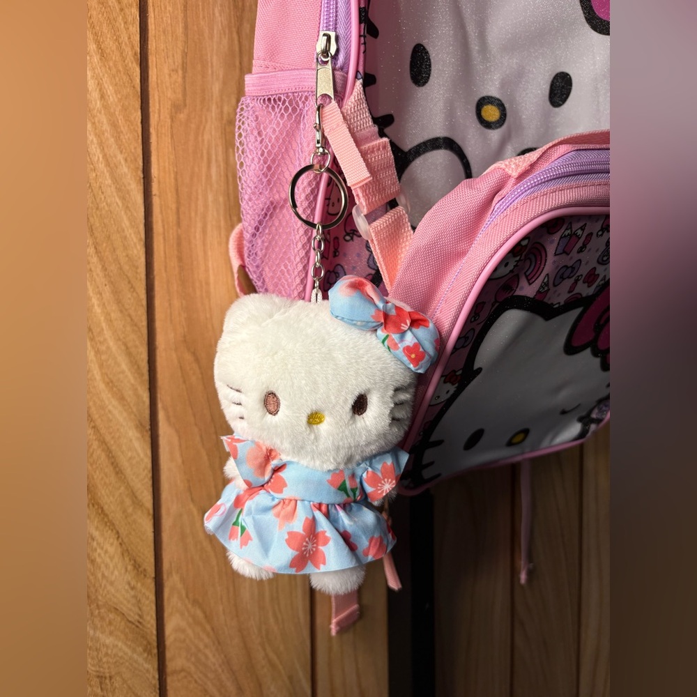 Hello Kitty Plush Bag Charm in Floral Dress